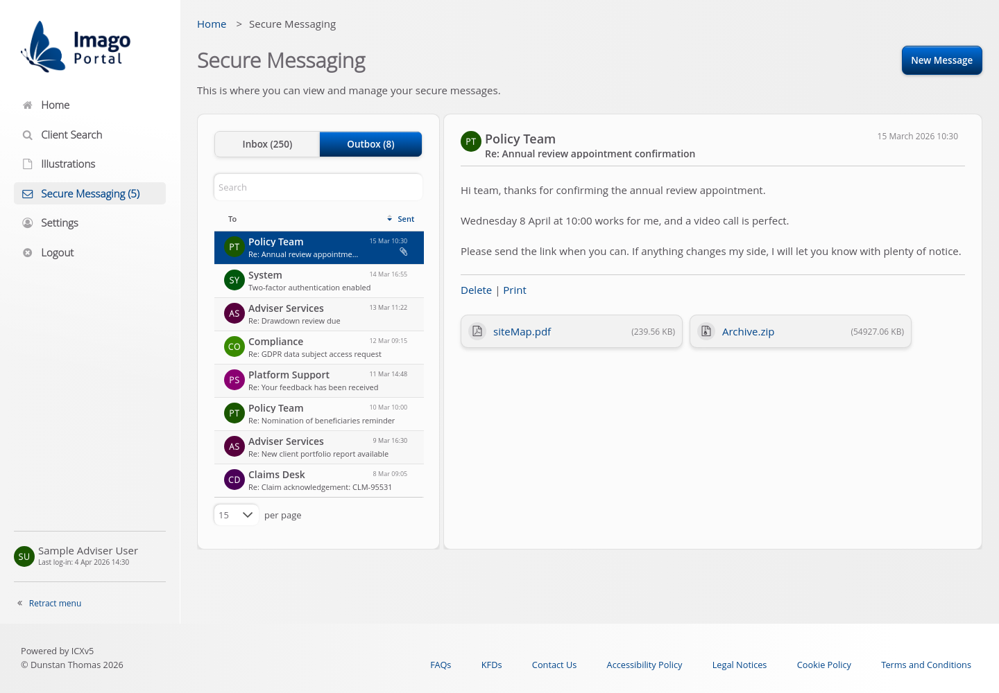 SecureMessaging > 01 Main view > Outbox - selected state